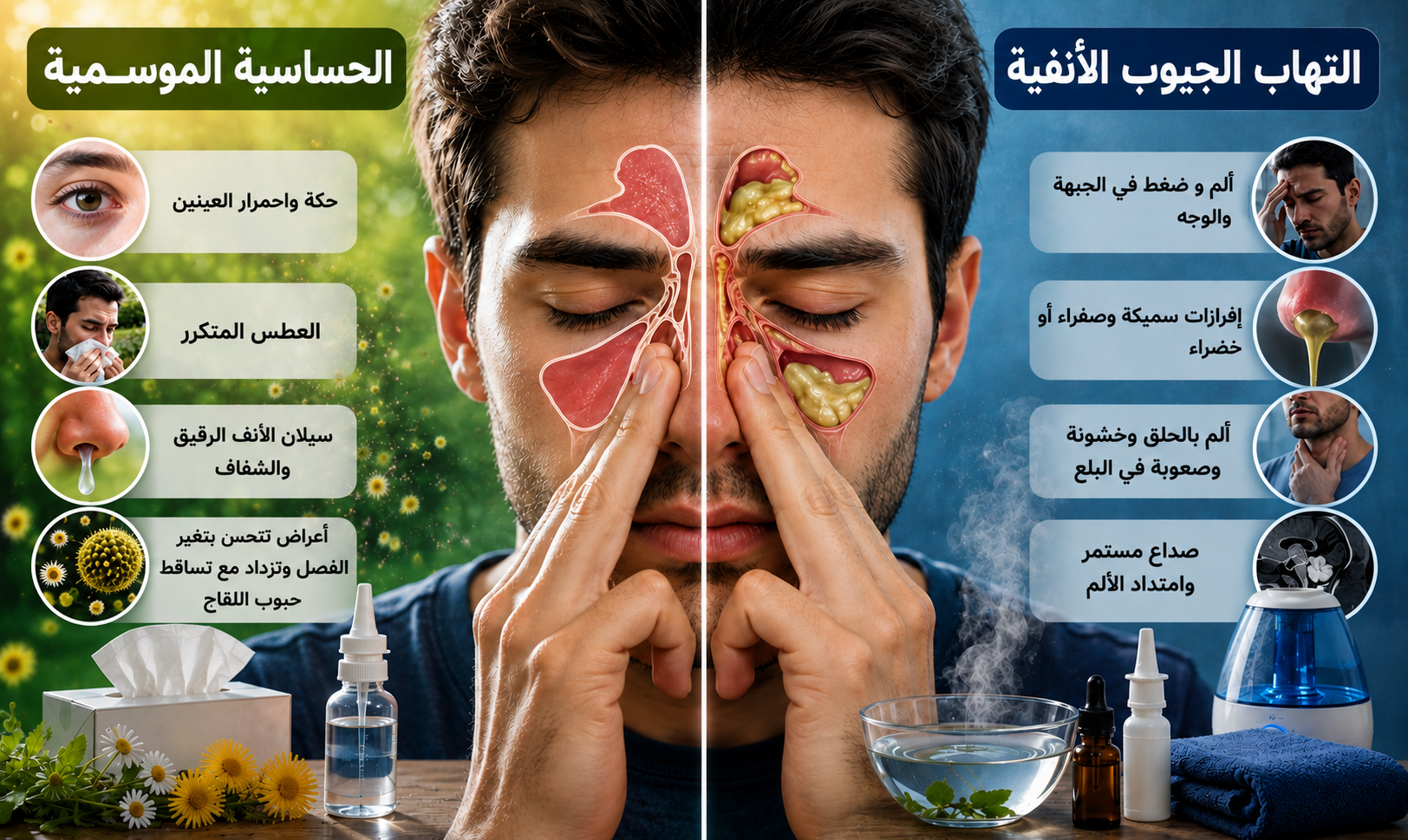 الفرق بين الحساسية والتهاب الجيوب الأنفية
