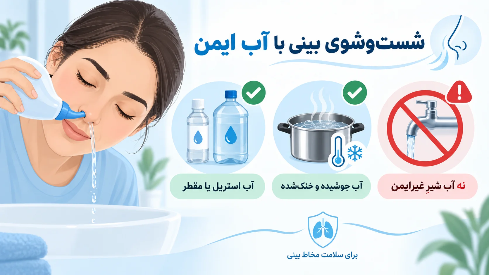 برای شستشوی بینی با سرم از چه آبی استفاده کنیم؟
