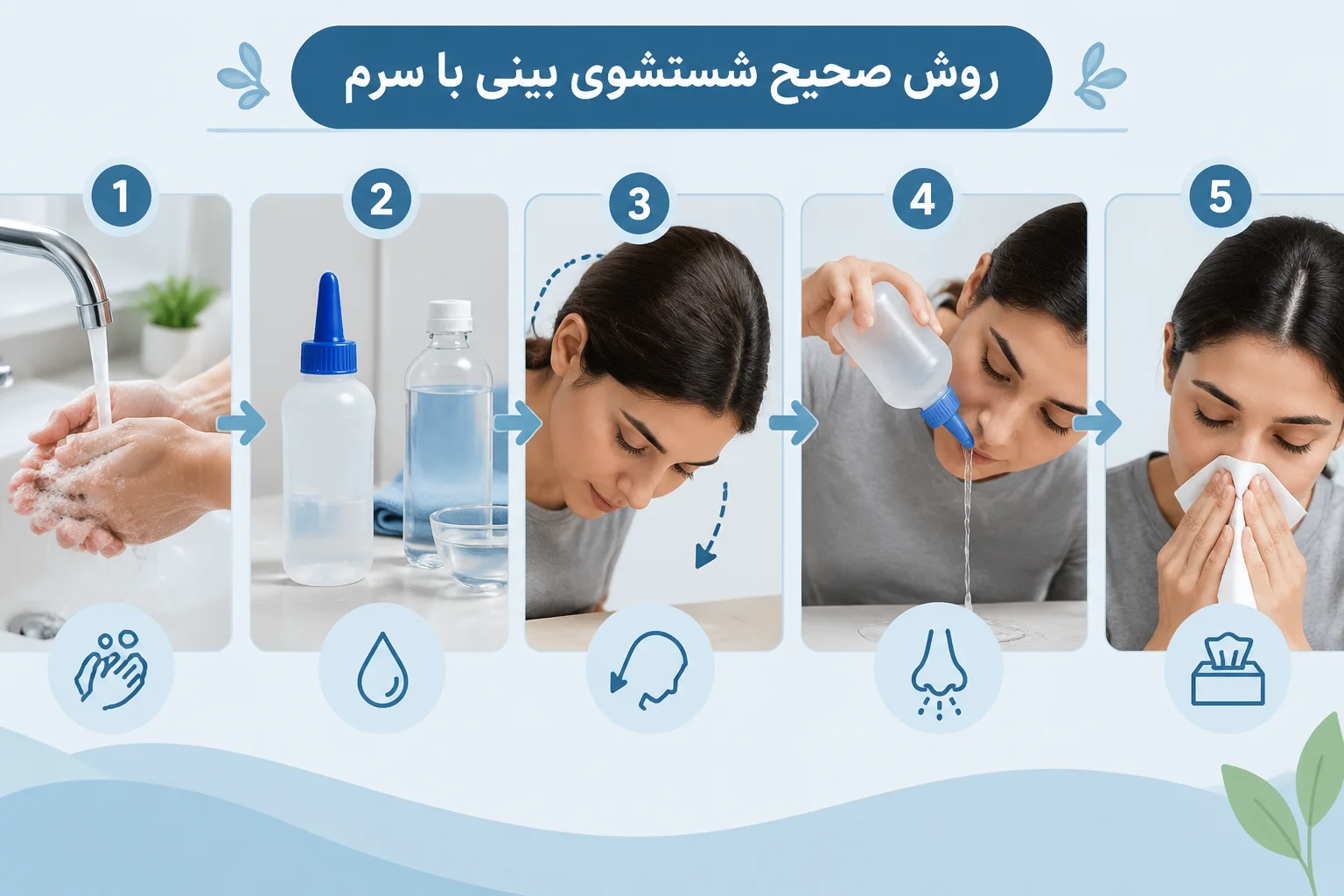 روش صحیح شستشوی بینی با سرم