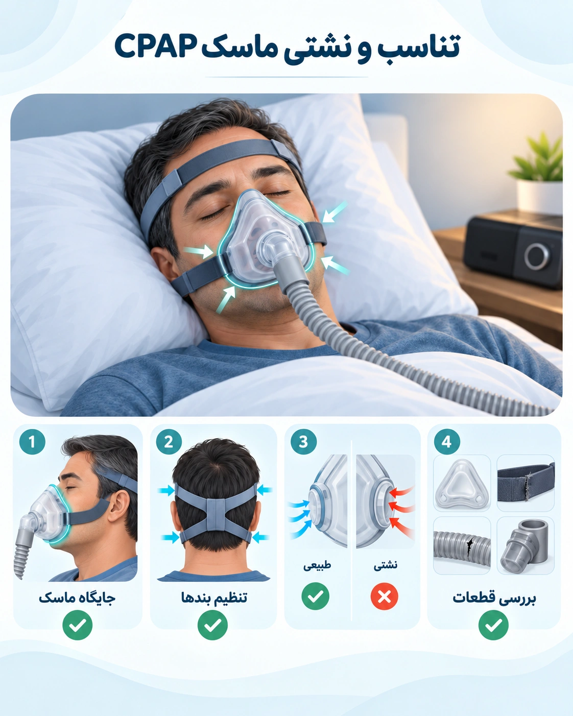 علت‌های رایج نشتی ماسک CPAP