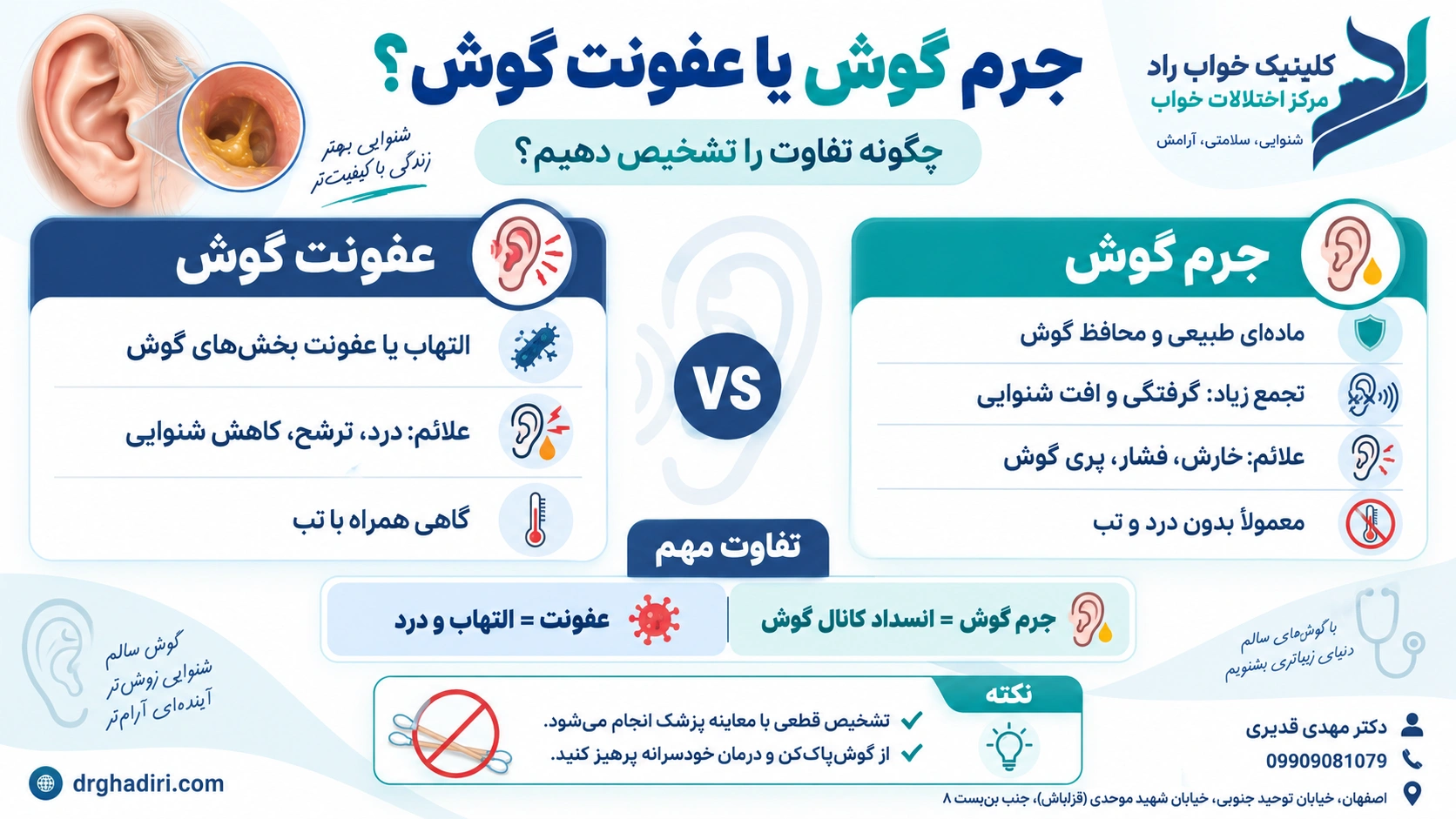 تفاوت جرم گوش و عفونت گوش؛ علائم چه تفاوتی دارند؟